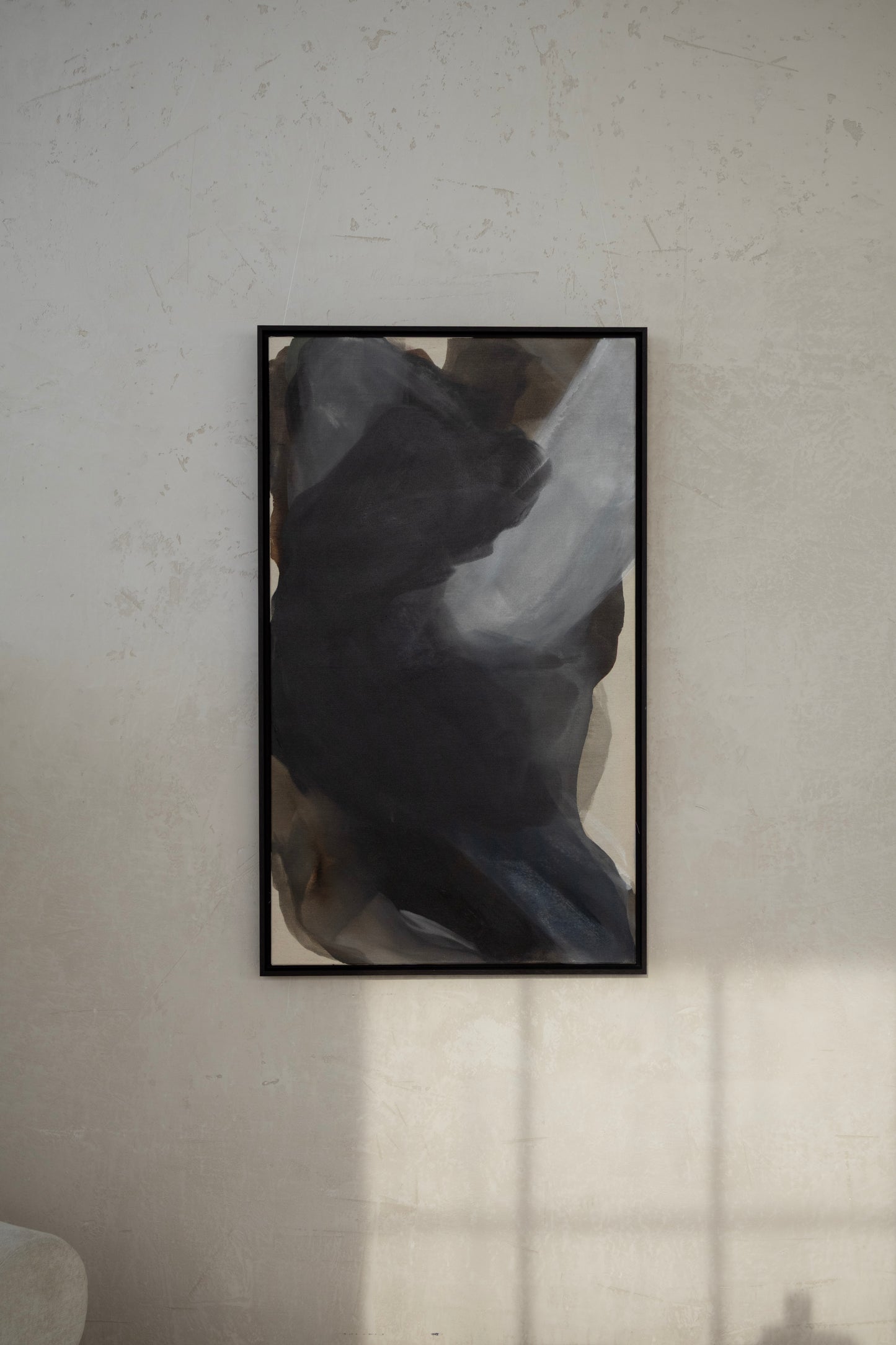 When Light Arrives – original abstract painting by Studio Liv Olsen, earthy layers touched by first light on raw canvas